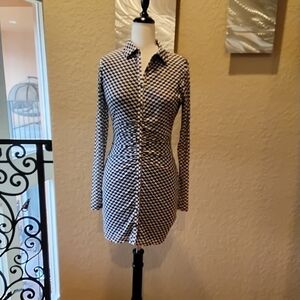 HYFVE Black and White Checkered Mini Dress